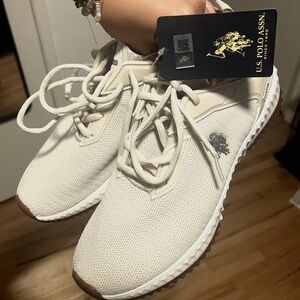U.S. Polo Assn. white and cream sneakers - size 9